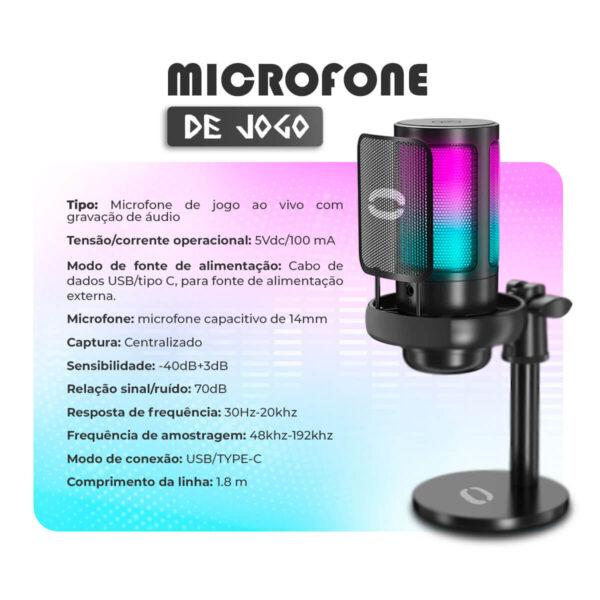 Microfone Gamer Condensador [Preto] - Imagem 5