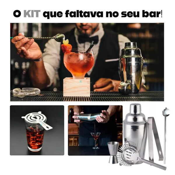 Kit Bartender Profissional Coqueteleira Inox [12 Peças] - Imagem 7