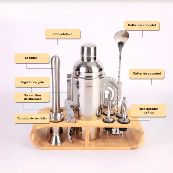 Kit Bartender Profissional Coqueteleira Inox [12 Peças] - Imagem 6