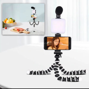 Kit Youtuber Live Tripé Led Microfone