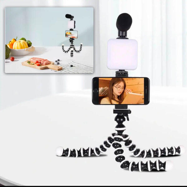 Kit Youtuber Live Tripé Led Microfone