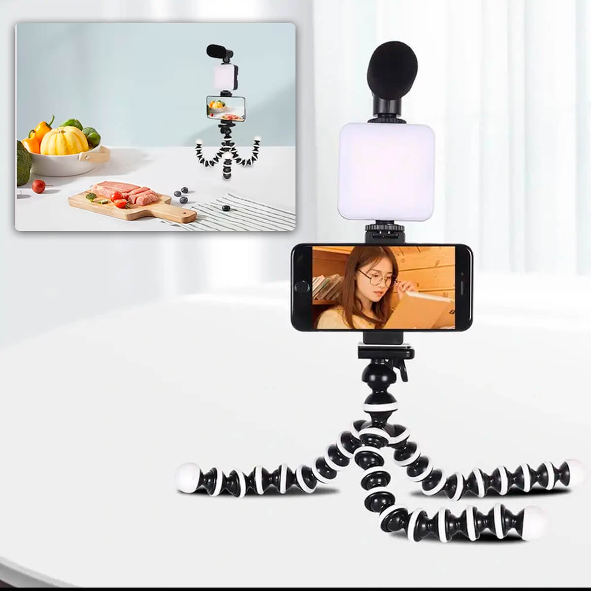 Kit Youtuber Live Tripé Led Microfone