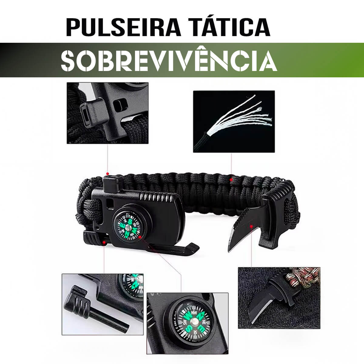 Pulseira Tática Sobrevivência - Imagem 8