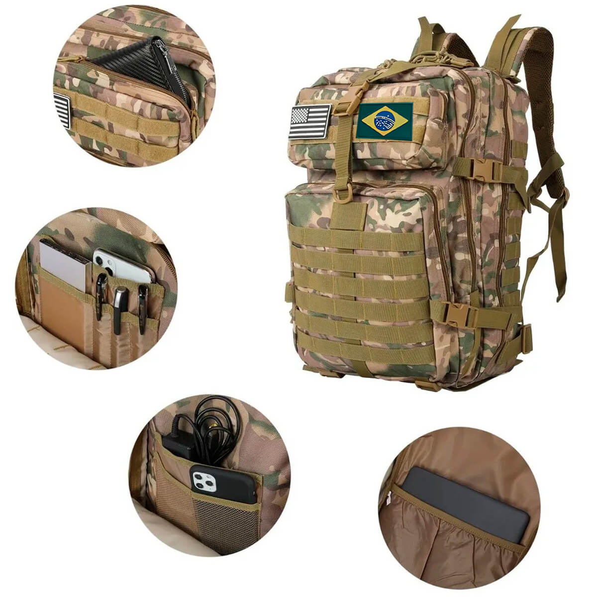 Mochila Militar Impermeável Tática [Camuflado]