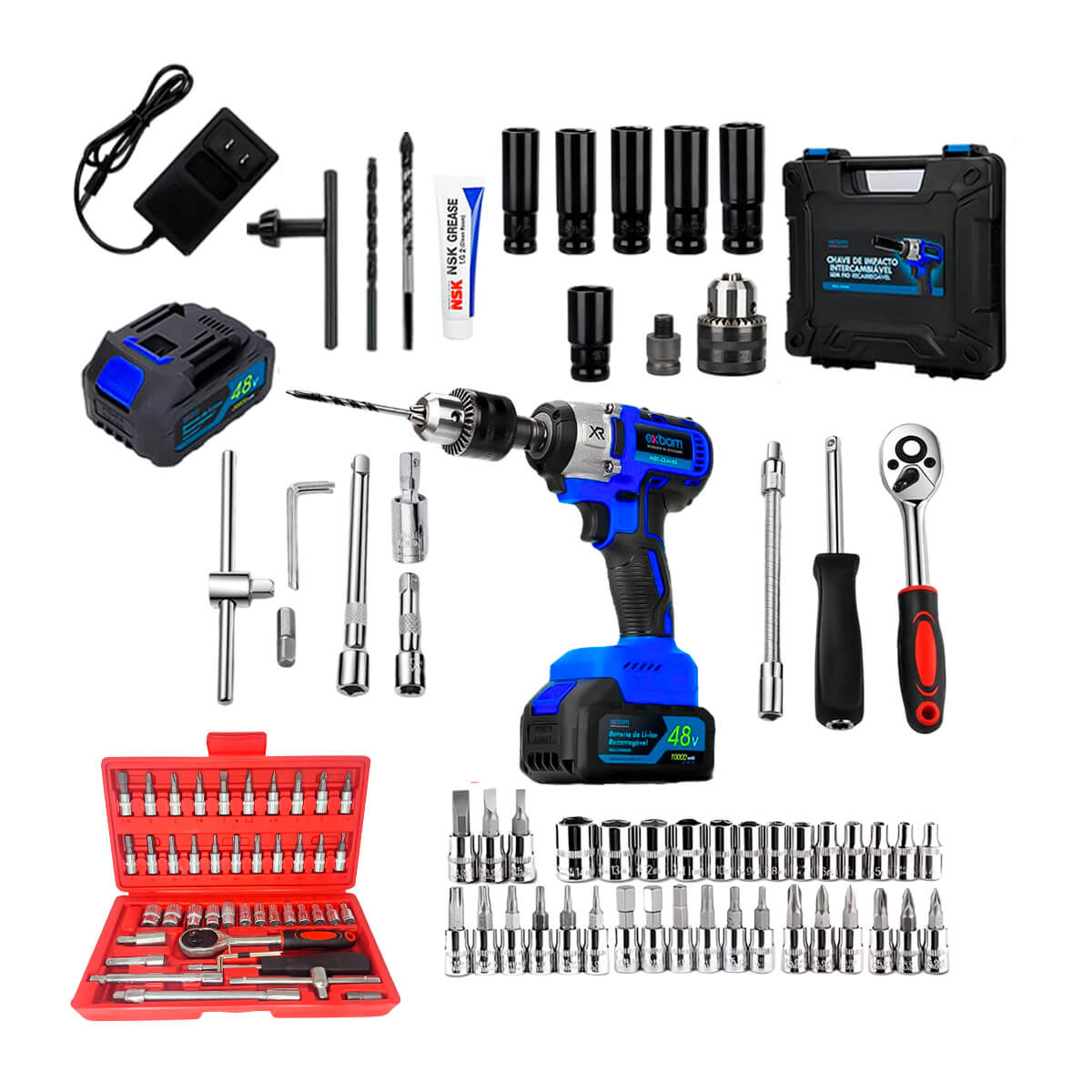 Kit Chave de Impacto 48V + Jogo Soquete