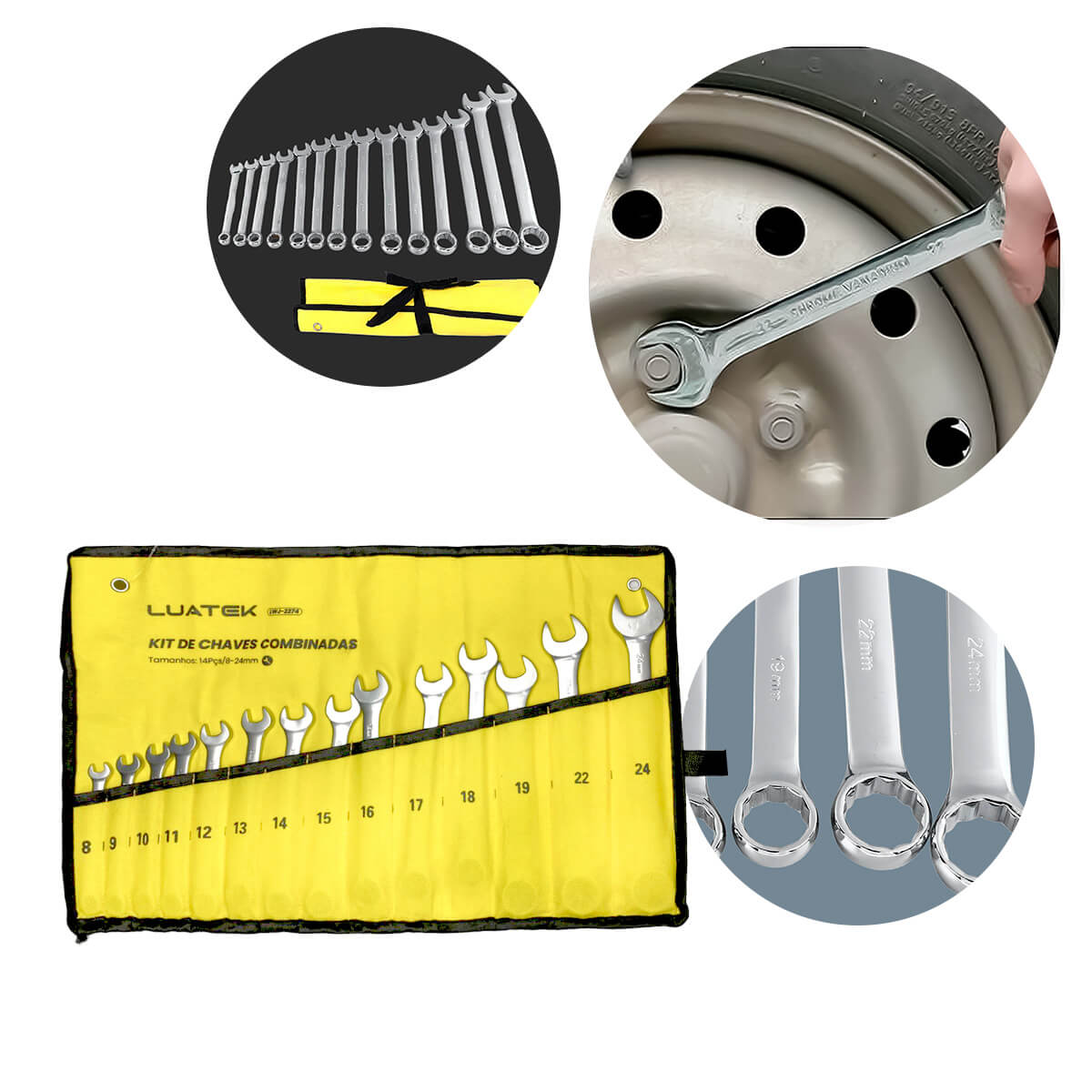 Jogo de Chaves Combinadas de 8 a 24mm