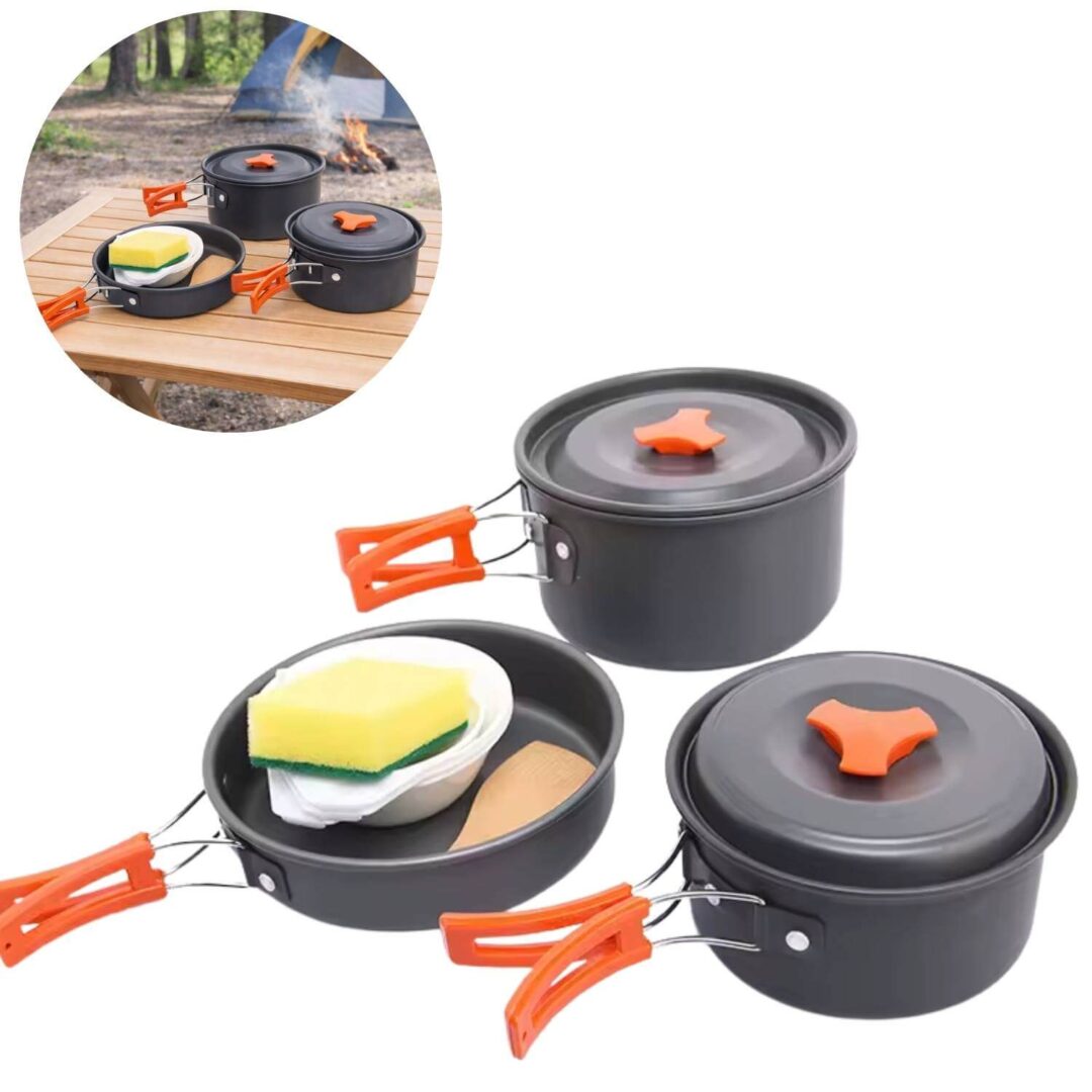 Kit Utensílios Camping Panelas Frigideira Completo Portátil