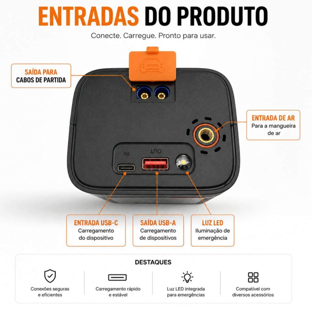 Bomba de Ar Encher Pneu de Carro Bike Moto Portátil Digital - Imagem 2