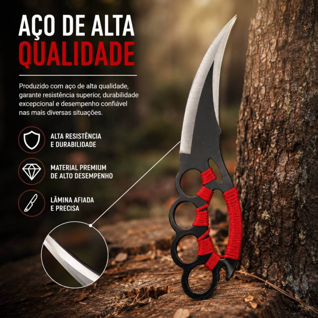 Faca Soco Inglês Tática Caça Pesca Camping - Imagem 5