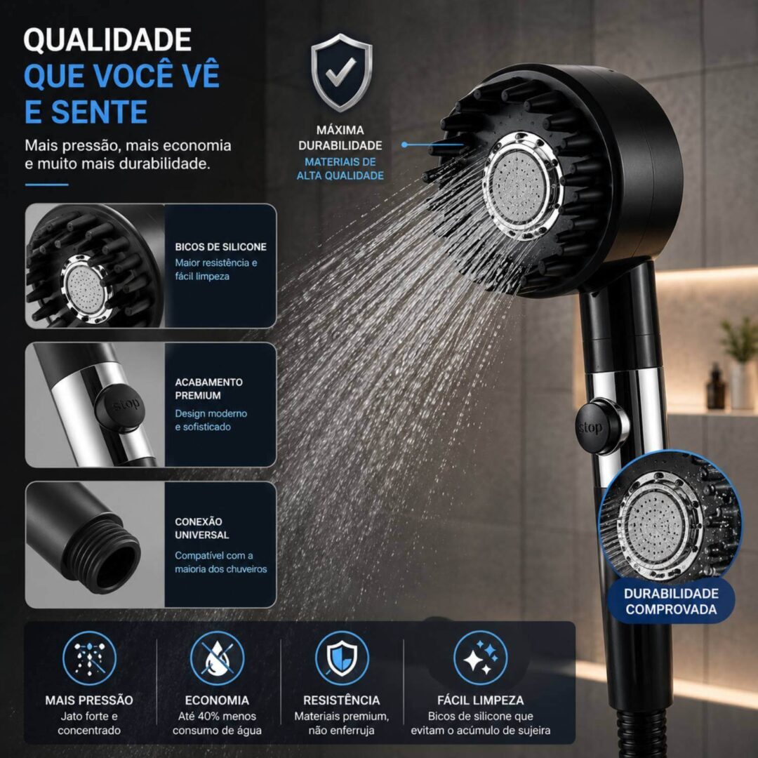 Ducha Chuveiro Massagem 3 Modos para Lavatório de Salão - Imagem 7