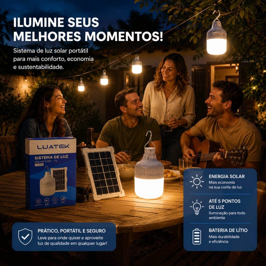 Sistema de Luz Solar Portátil com Painel Solar - Imagem 7