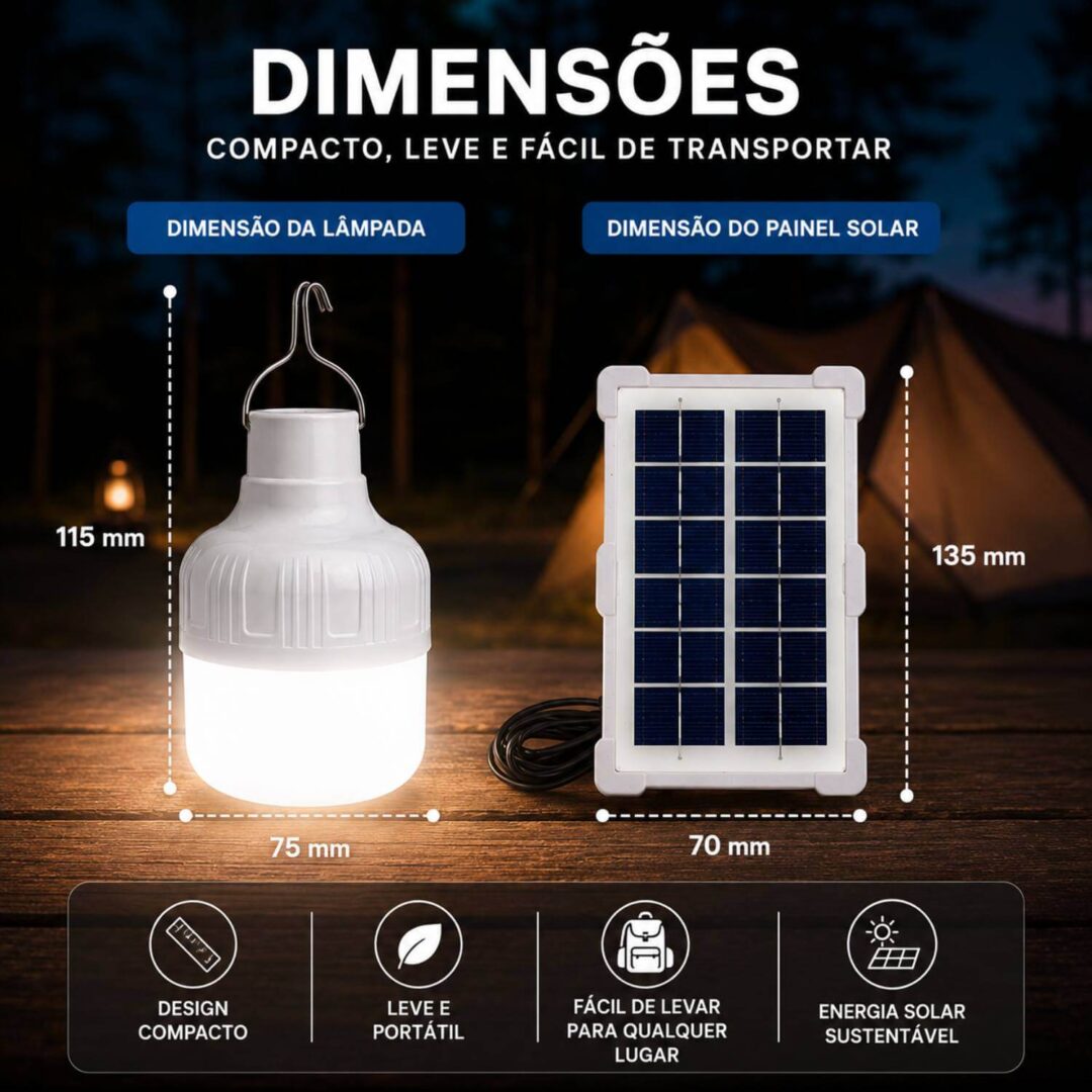 Sistema de Luz Solar Portátil com Painel Solar - Imagem 4