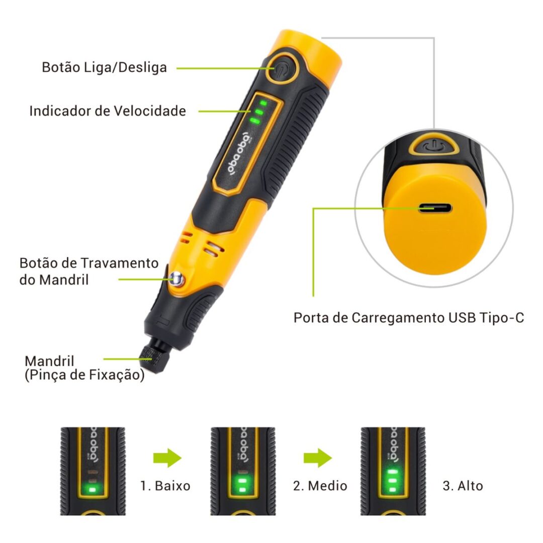 Mini Retífica Portátil Multifuncional Sem Fio - Imagem 3